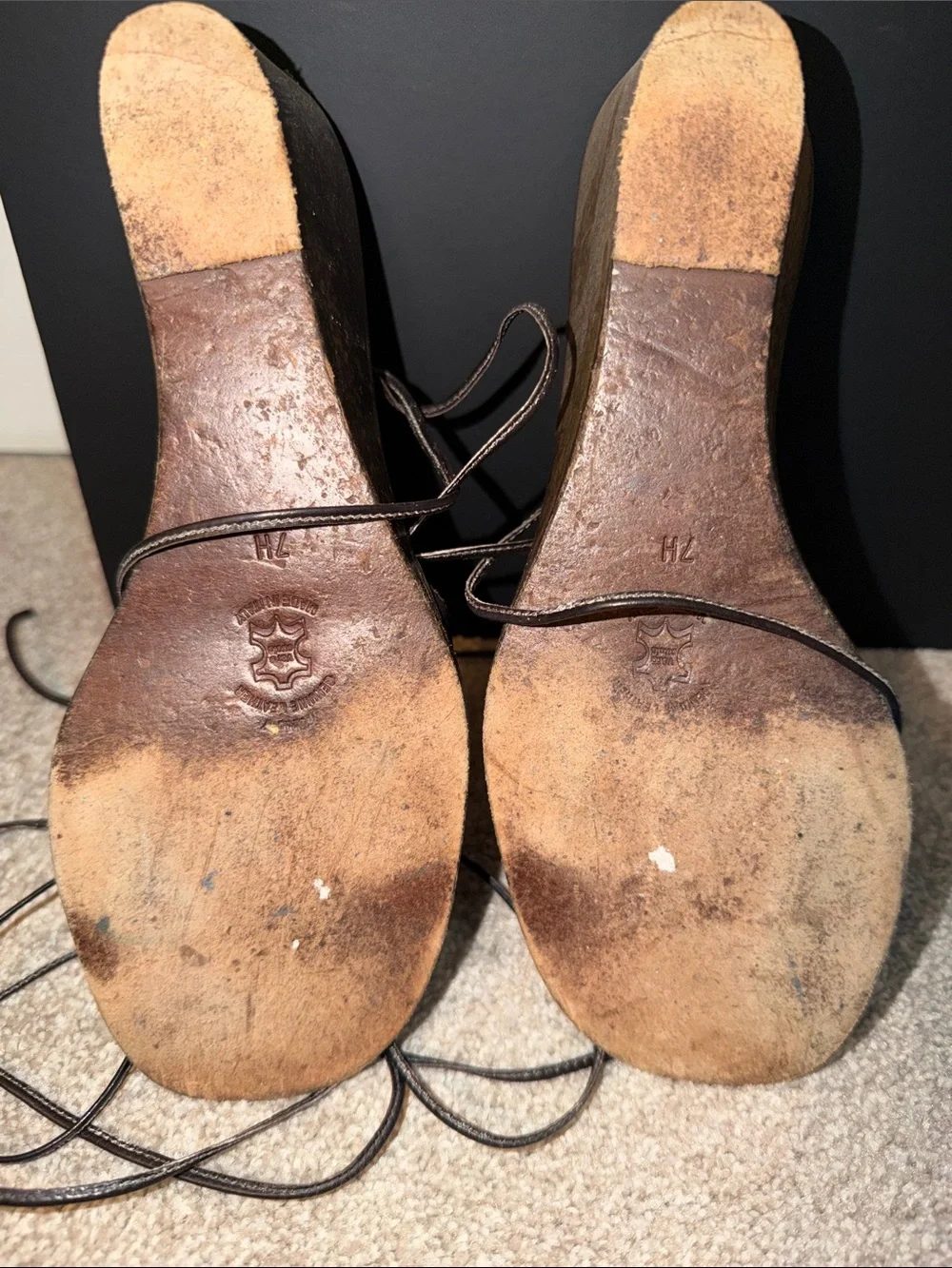 J. Crew Brown Leather Lace-Up Wedge Sandals